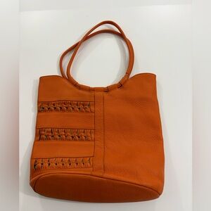 Fifth Avenue Collection Orange Pebbled Leather Tote w/ Coin Pouch